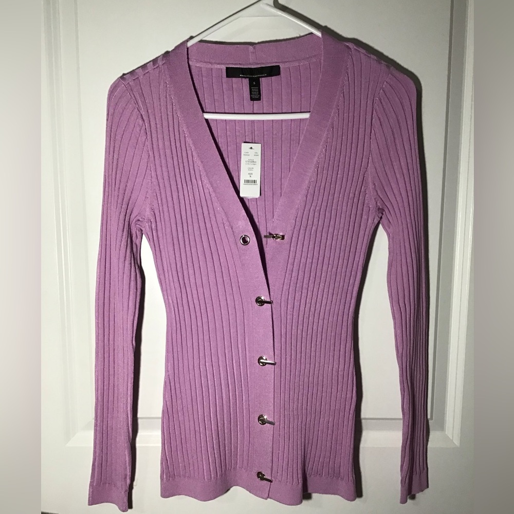 White House Black Market Lavender Ribbed Cardigan Size S